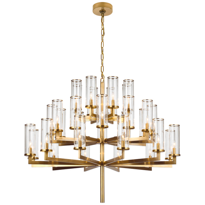 Visual Comfort Signature KW 5202AB-CG 32 Light Chandelier, Antique-Burnished Brass