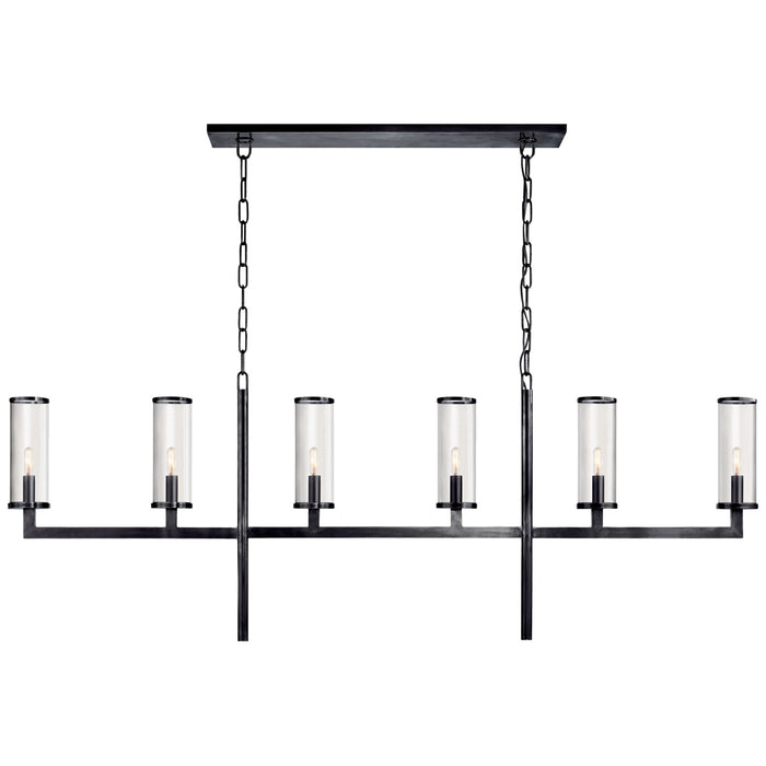 Visual Comfort Signature KW 5203BZ-CG Six Light Linear Chandelier, Bronze