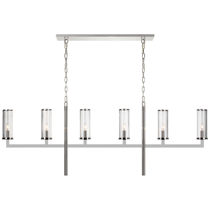 Visual Comfort Signature KW 5203PN-CG Six Light Linear Chandelier, Polished Nickel