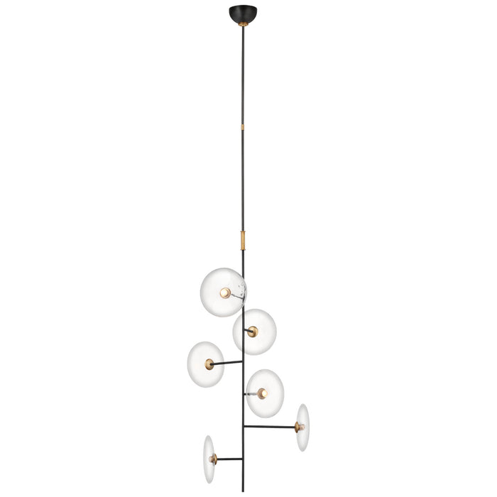 Visual Comfort Signature S 5691AI/HAB-CG LED Chandelier, Aged Iron and Hand-Rubbed Antique Brass