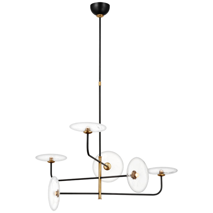 Visual Comfort Signature S 5692AI/HAB-CG LED Chandelier, Aged Iron and Hand-Rubbed Antique Brass