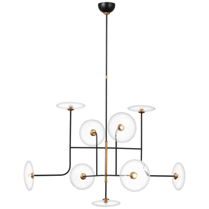 Visual Comfort Signature S 5693AI/HAB-CG LED Chandelier, Aged Iron and Hand-Rubbed Antique Brass