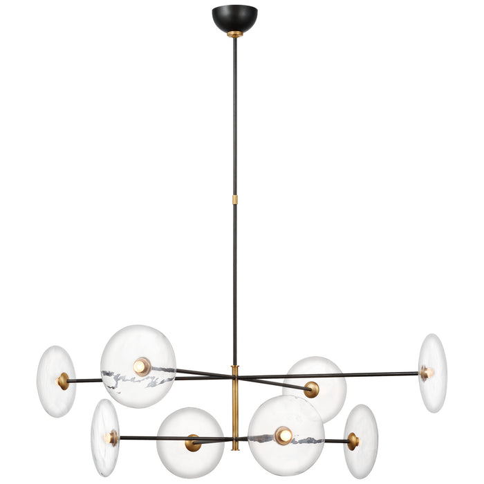 Visual Comfort Signature S 5694AI/HAB-CG LED Chandelier, Aged Iron and Hand-Rubbed Antique Brass