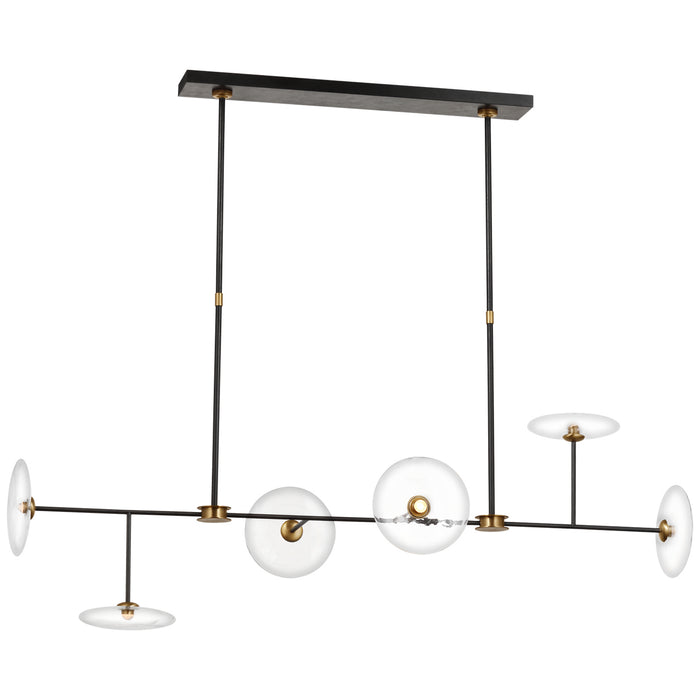 Visual Comfort Signature S 5695AI/HAB-CG LED Chandelier, Aged Iron and Hand-Rubbed Antique Brass
