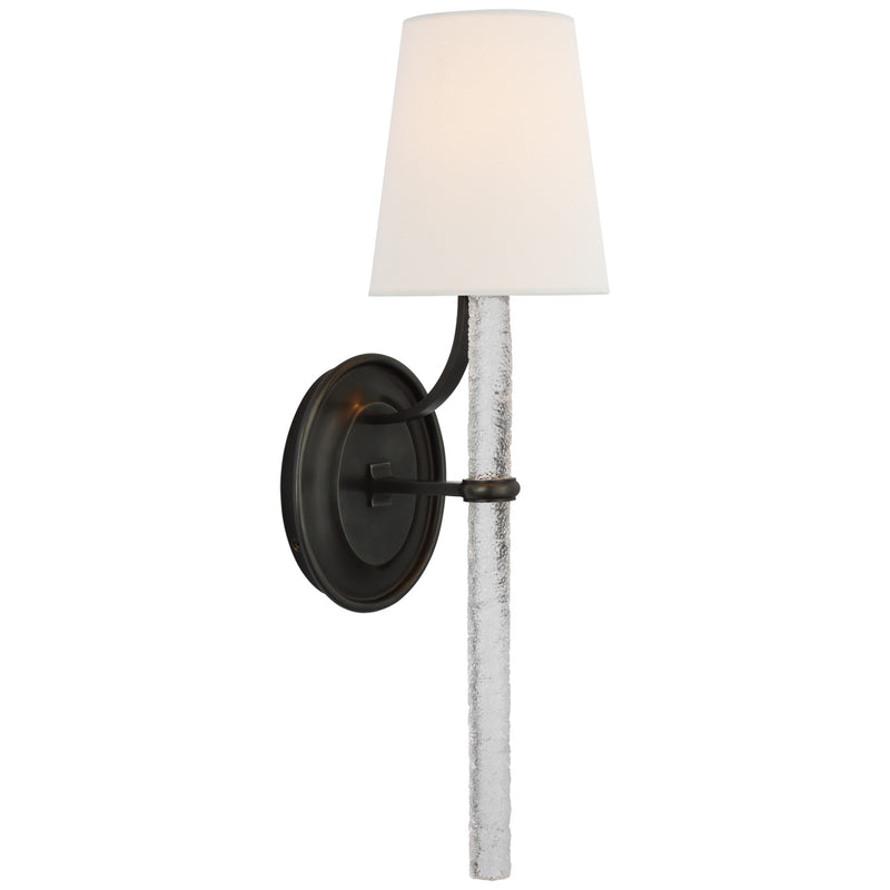 Visual Comfort Signature S 2325BZ/CWG-L LED Wall Sconce, Bronze and Clear Wavy Glass
