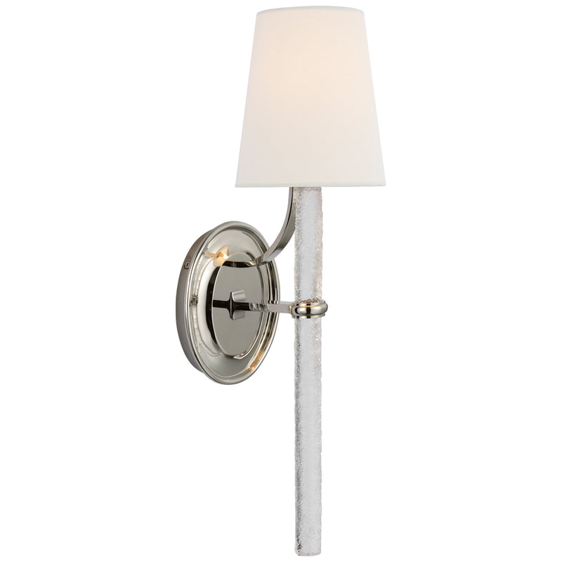 Visual Comfort Signature S 2325PN/CWG-L LED Wall Sconce, Polished Nickel and Clear Wavy Glass