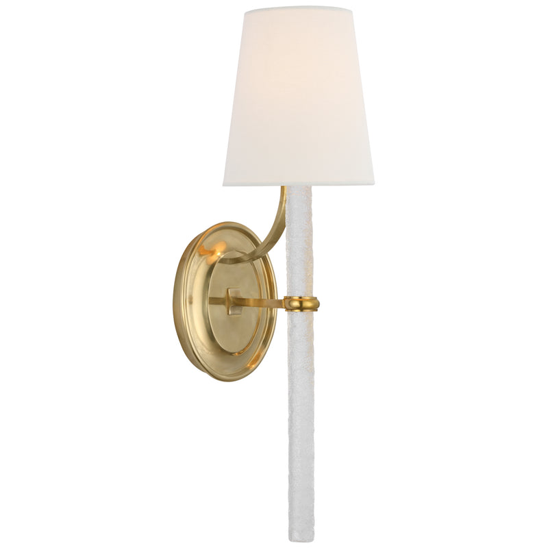 Visual Comfort Signature S 2325SB/CWG-L LED Wall Sconce, Soft Brass and Clear Wavy Glass