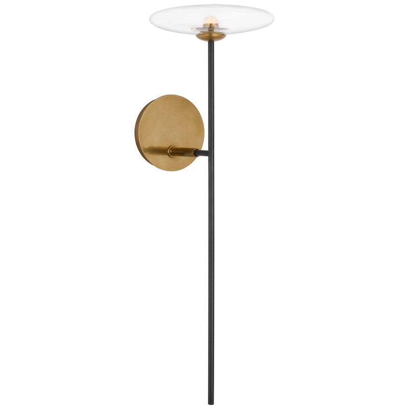 Visual Comfort Signature S 2690AI/HAB-CG LED Wall Sconce, Aged Iron and Hand-Rubbed Antique Brass