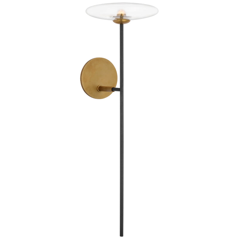 Visual Comfort Signature S 2690AI/HAB-CG LED Wall Sconce, Aged Iron and Hand-Rubbed Antique Brass
