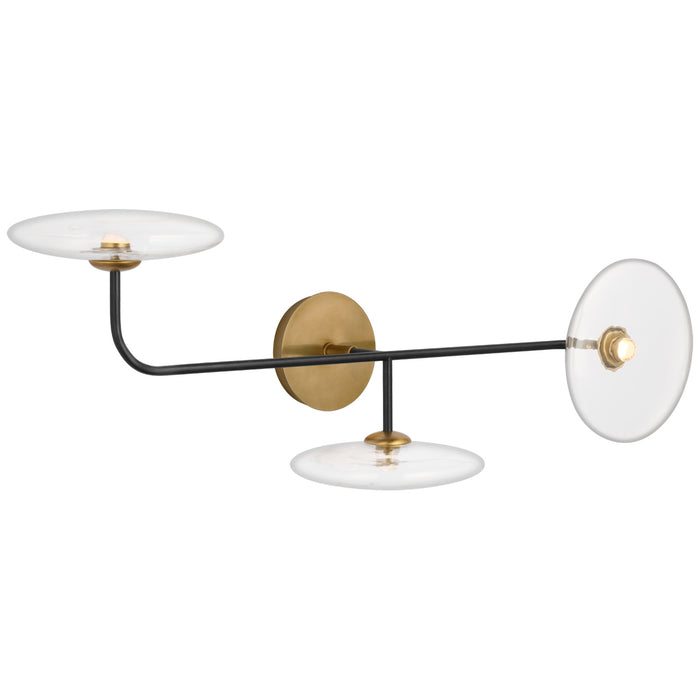 Visual Comfort Signature S 2691AI/HAB-CG LED Wall Sconce, Aged Iron and Hand-Rubbed Antique Brass