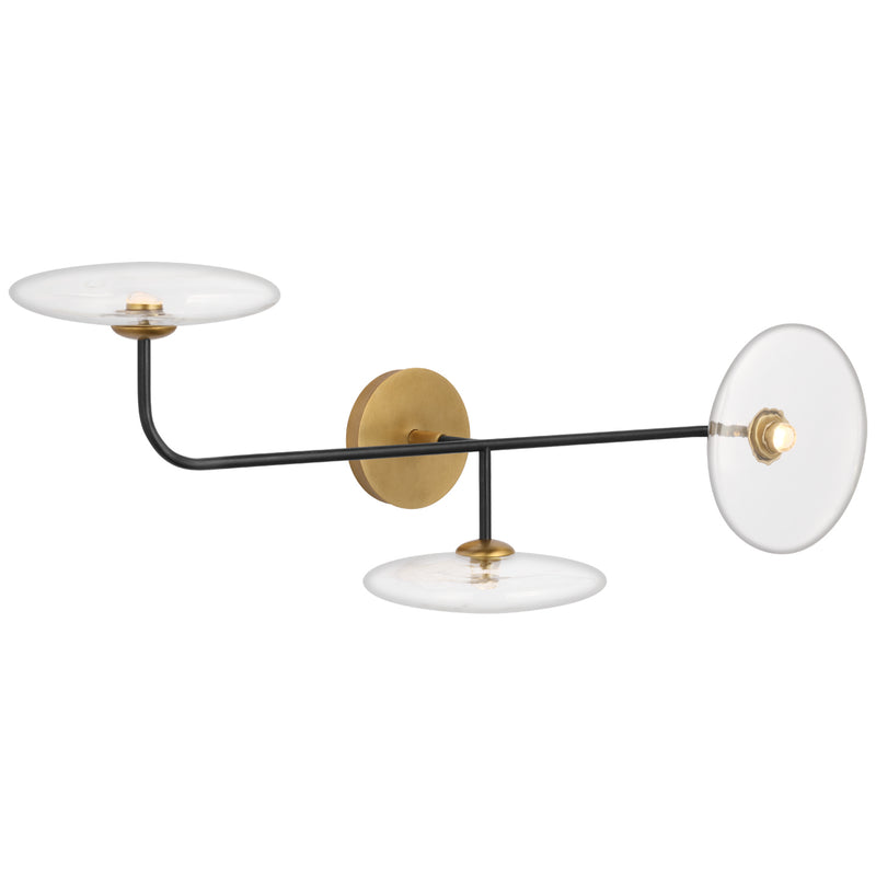 Visual Comfort Signature S 2691AI/HAB-CG LED Wall Sconce, Aged Iron and Hand-Rubbed Antique Brass
