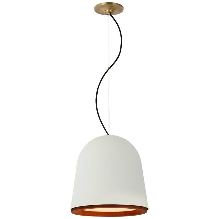 Visual Comfort Signature S 5125PW LED Pendant, Plaster White and Dark Teak