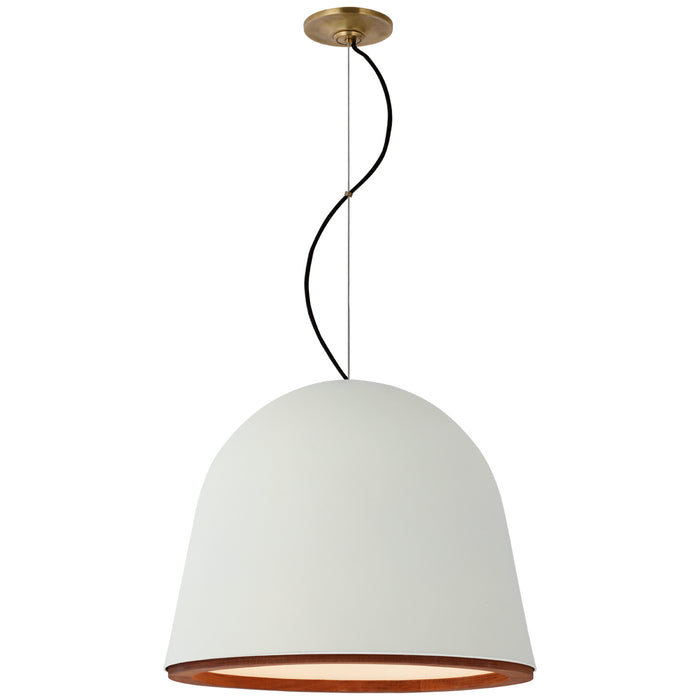 Visual Comfort Signature S 5126PW LED Pendant, Plaster White and Dark Teak