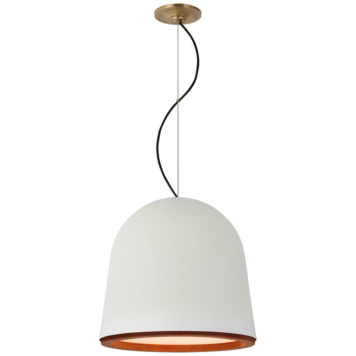 Visual Comfort Signature S 5127PW LED Pendant, Plaster White and Dark Teak
