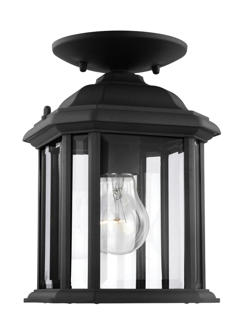 Generation Lighting 60029-12 One Light Outdoor Semi-Flush Convertible Pendant, Black