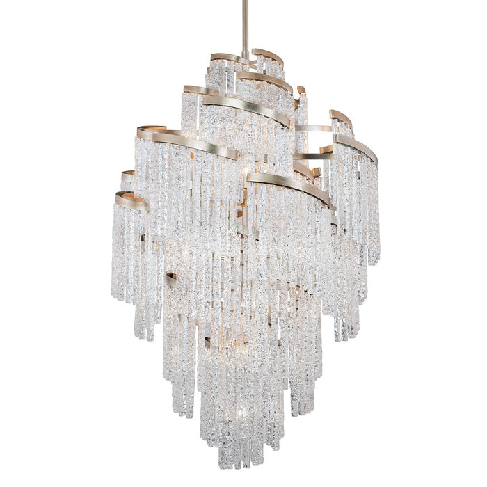 Corbett Lighting 243-725 25 Light Chandelier, Modern Silver Leaf