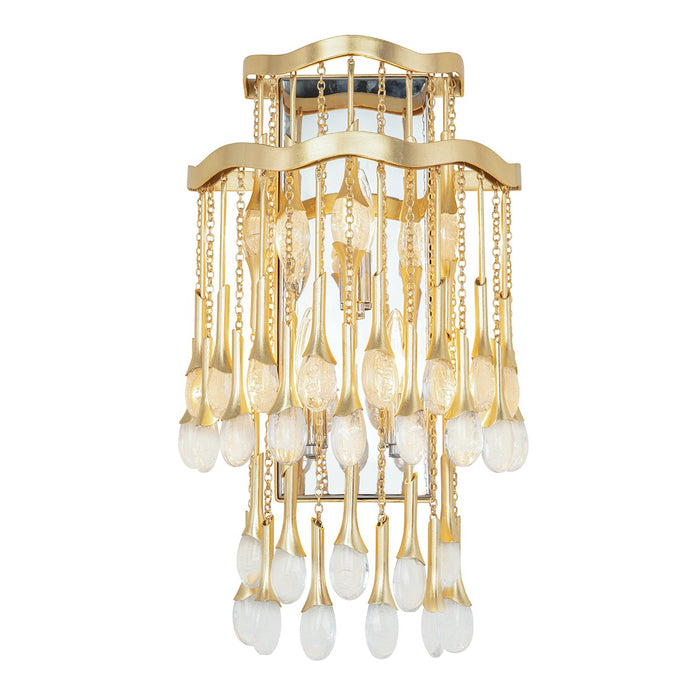 Corbett Lighting 286-13 Three Light Wall Sconce, Gold Leaf