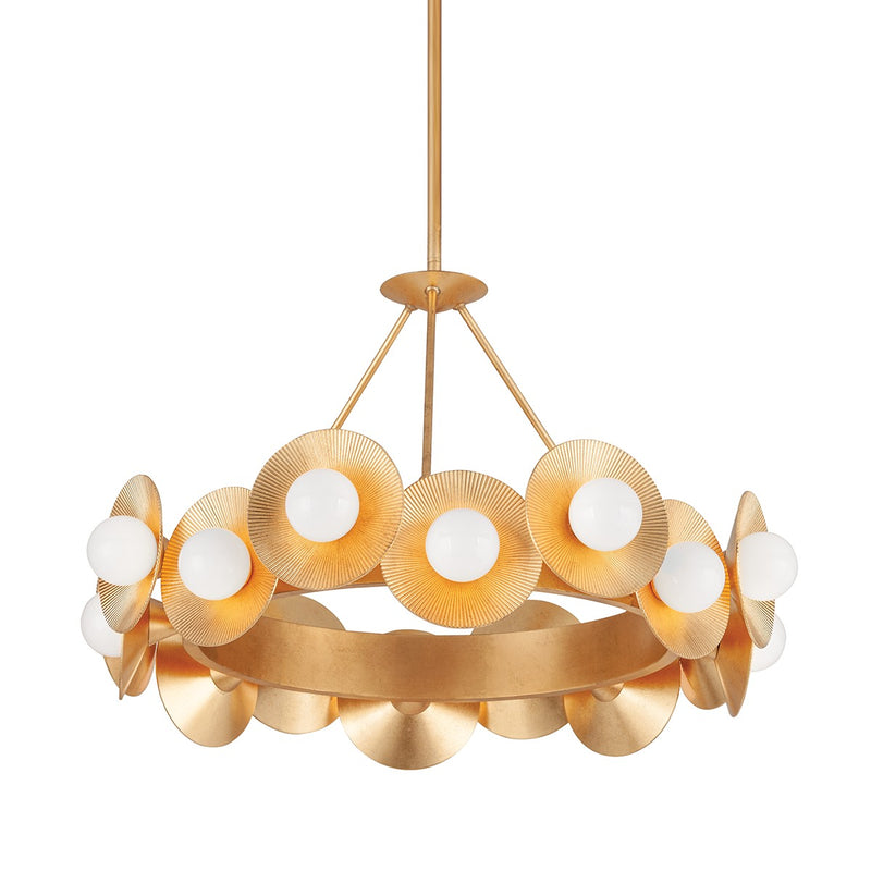 Corbett Lighting 333-32-VGL LED Chandelier, Vintage Gold Leaf