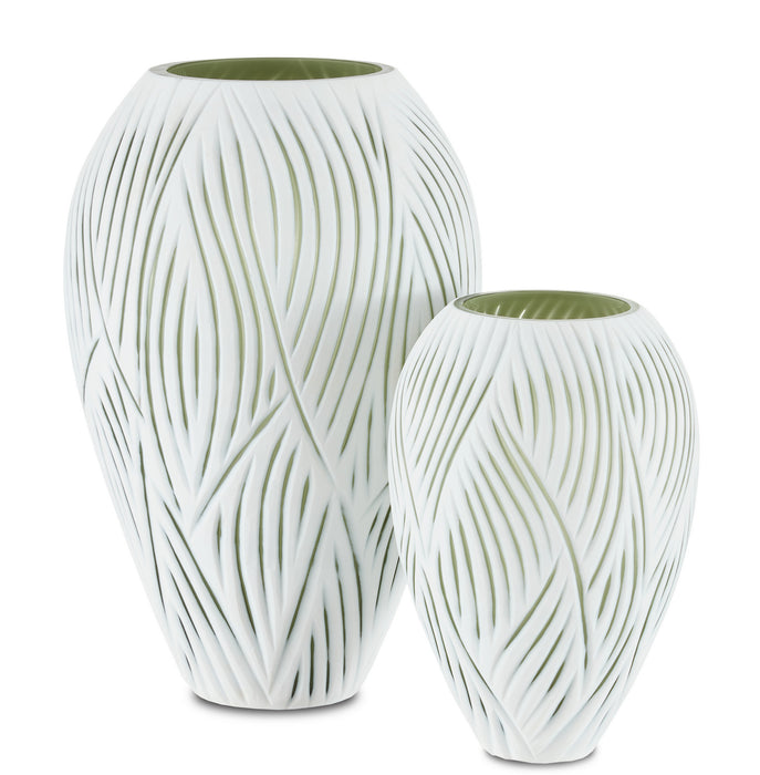 Currey and Company 1200-0497 Vase, White/Green