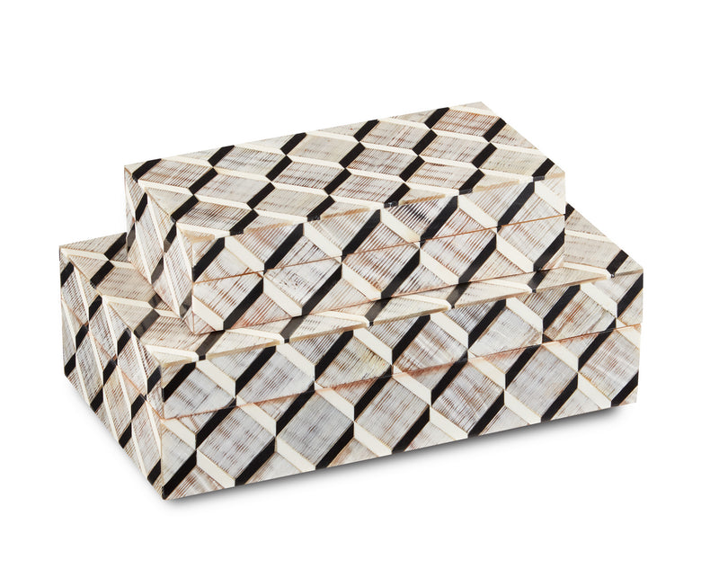 Currey and Company 1200-0508 Box, Black/White/Natural