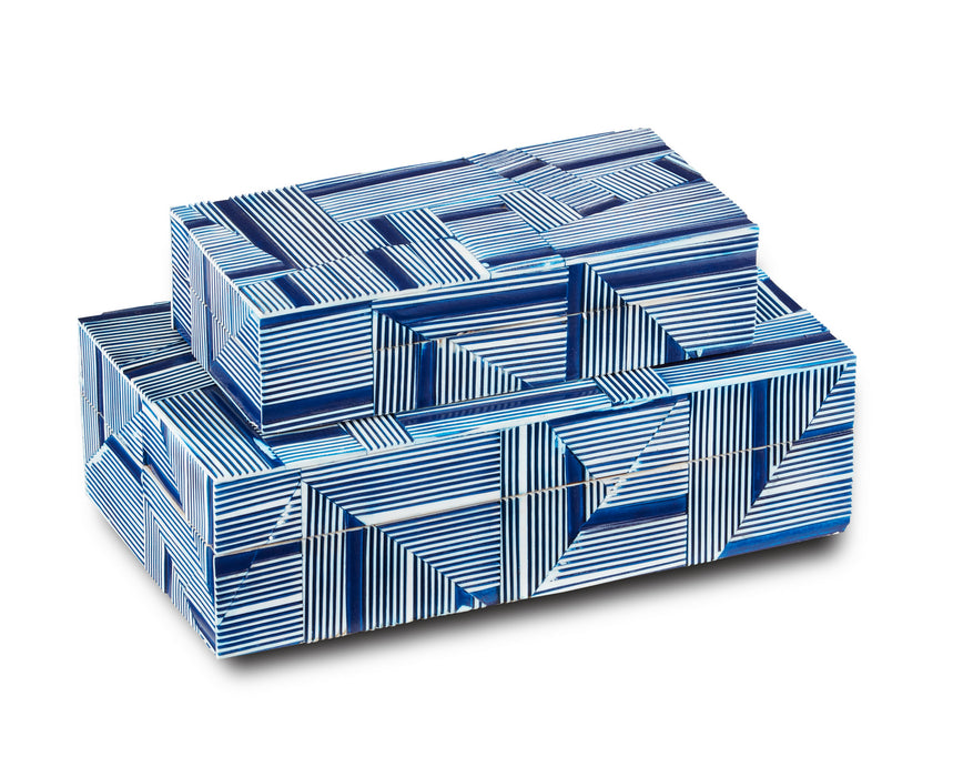 Currey and Company 1200-0512 Box, Blue/White