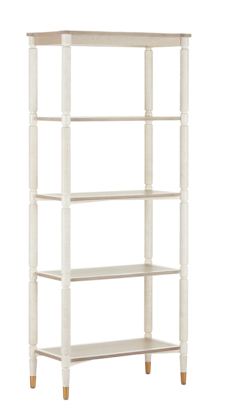 Currey and Company 3000-0203 Etagere, Off White/Fog/Brass