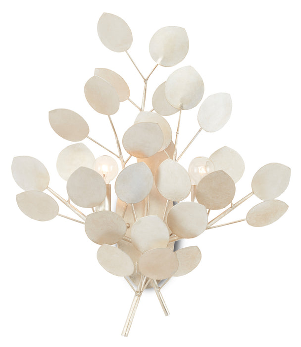 Currey and Company 5000-0198 Two Light Wall Sconce, Contemporary Silver Leaf