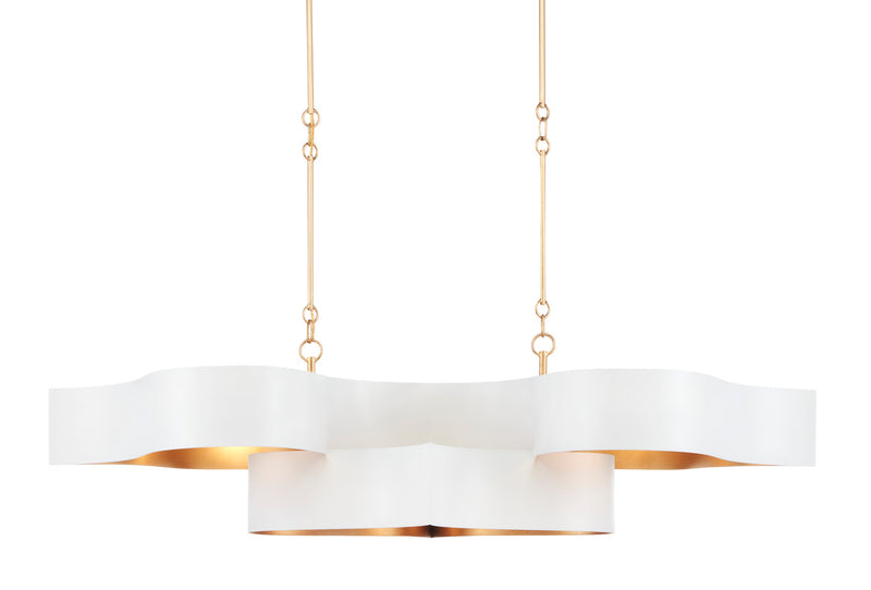 Currey and Company 9000-0854 Six Light Chandelier, Sugar White/Contemporary Gold Leaf