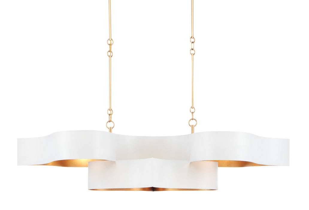 Currey and Company 9000-0854 Six Light Chandelier, Sugar White/Contemporary Gold Leaf