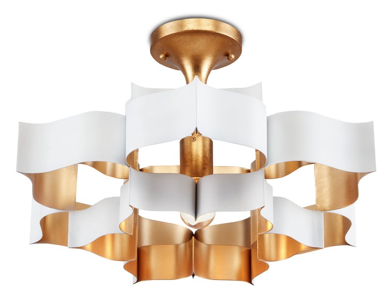 Currey and Company 9000-0856 One Light Chandelier, Sugar White/Contemporary Gold Leaf