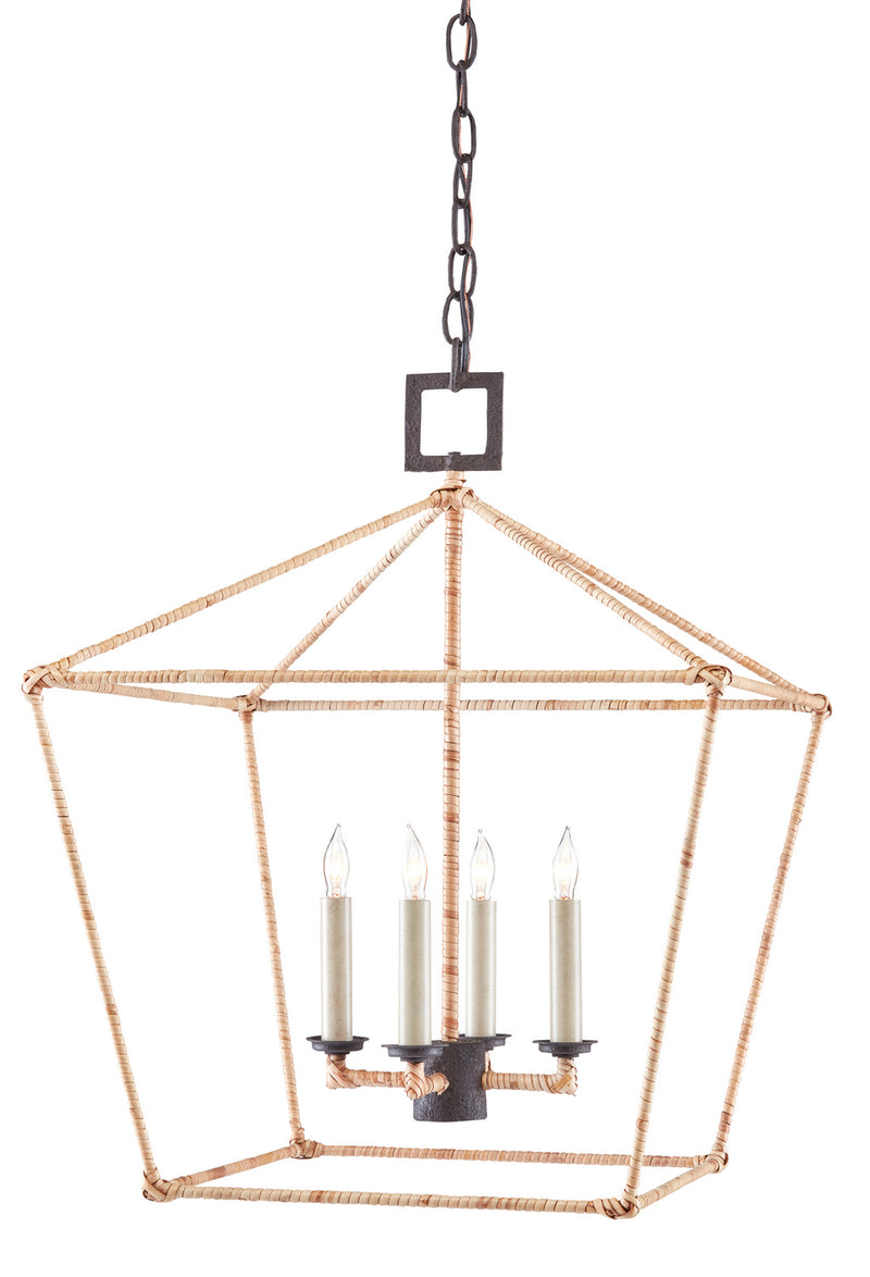 Currey and Company 9000-0872 Four Light Lantern, MolÃ© Black/Natural