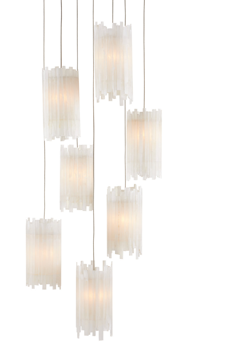 Currey and Company 9000-0883 Seven Light Pendant, Frosted White