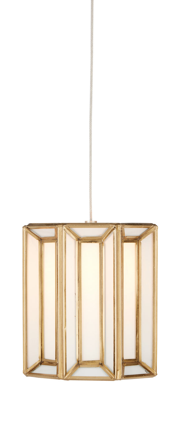 Currey and Company 9000-0888 One Light Pendant, White/Antique Brass