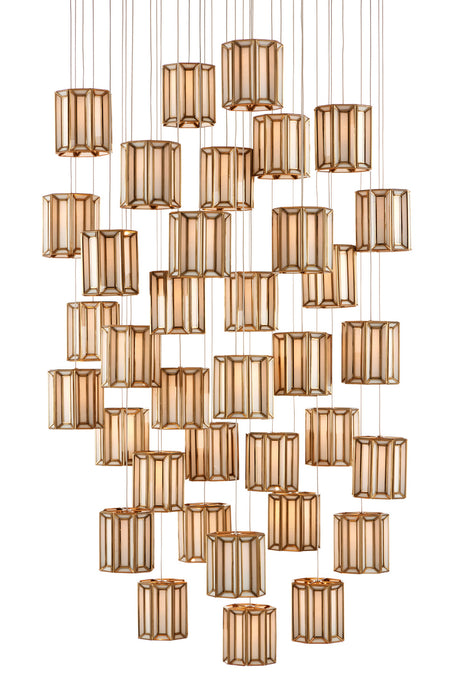 Currey and Company 9000-0894 36 Light Pendant, White/Antique Brass