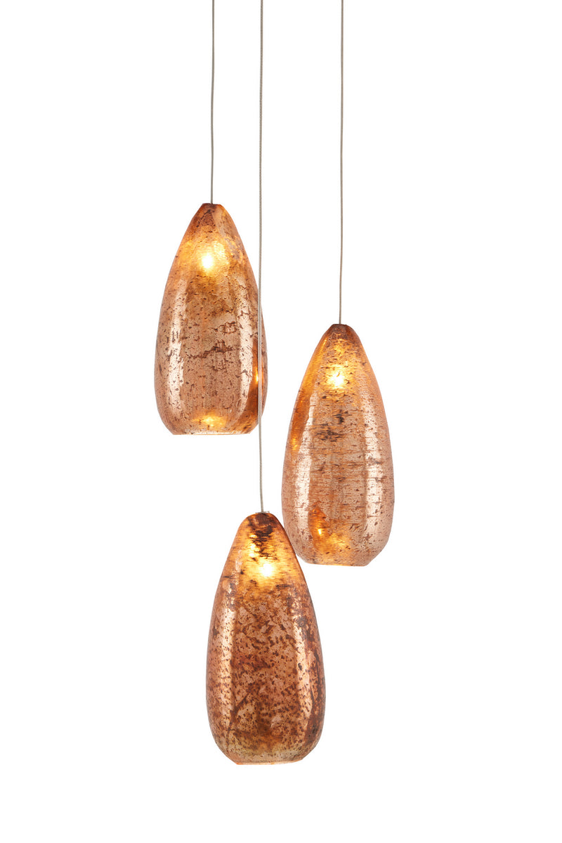 Currey and Company 9000-0903 Three Light Pendant, Copper