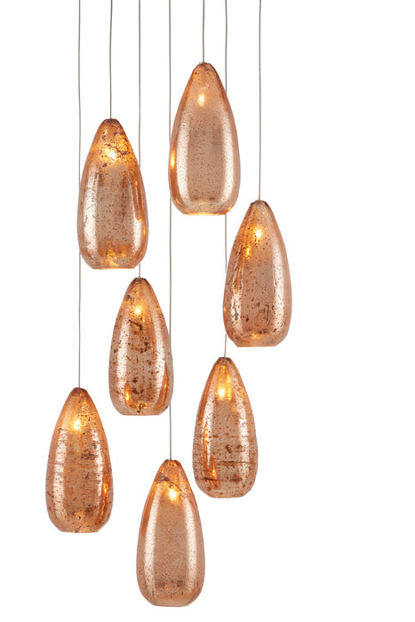 Currey and Company 9000-0904 Seven Light Pendant, Copper