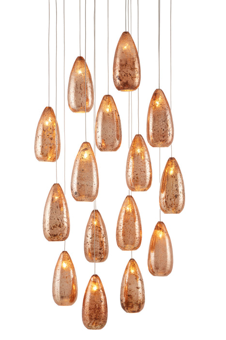 Currey and Company 9000-0905 15 Light Pendant, Copper