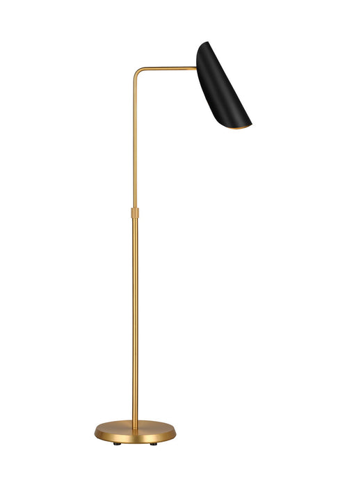 Visual Comfort Studio AET1001BBSMBK1 One Light Floor Lamp, Midnight Black and Burnished Brass