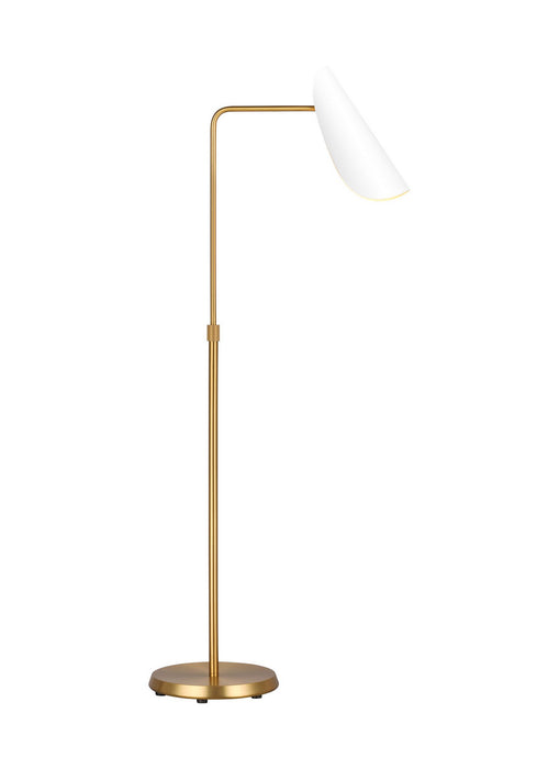 Visual Comfort Studio AET1001BBSMWT1 One Light Floor Lamp, Matte White and Burnished Brass
