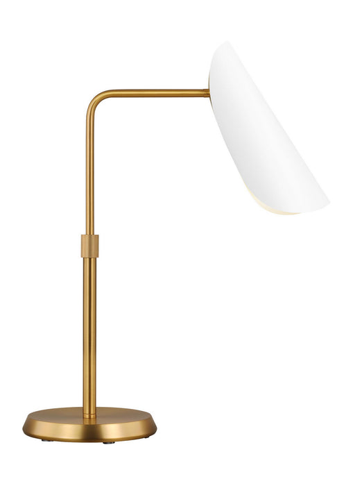 Visual Comfort Studio AET1011BBSMWT1 One Light Table Lamp, Matte White and Burnished Brass
