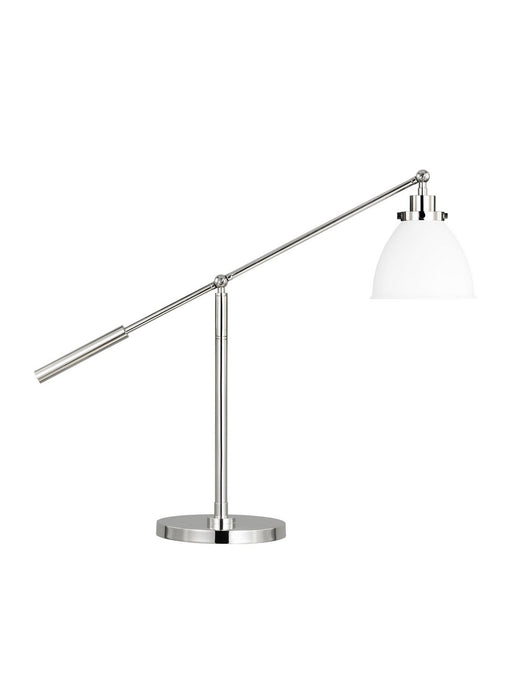Visual Comfort Studio CT1101MWTPN1 One Light Desk Lamp, Matte White and Polished Nickel