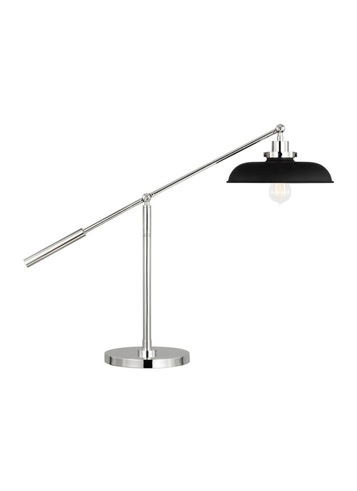 Visual Comfort Studio CT1111MBKPN1 One Light Desk Lamp, Midnight Black and Polished Nickel