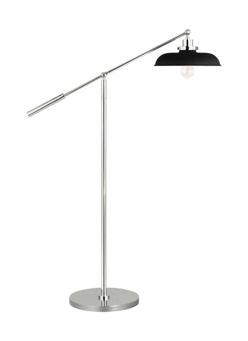 Visual Comfort Studio CT1141MBKPN1 One Light Floor Lamp, Midnight Black and Polished Nickel