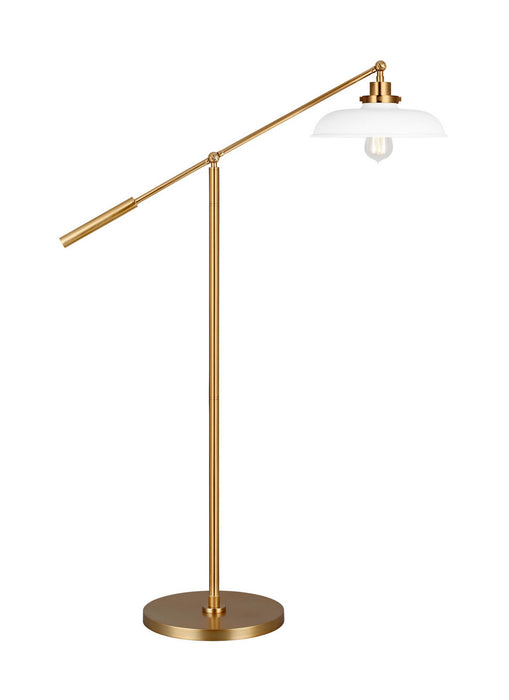 Visual Comfort Studio CT1141MWTBBS1 One Light Floor Lamp, Matte White and Burnished Brass