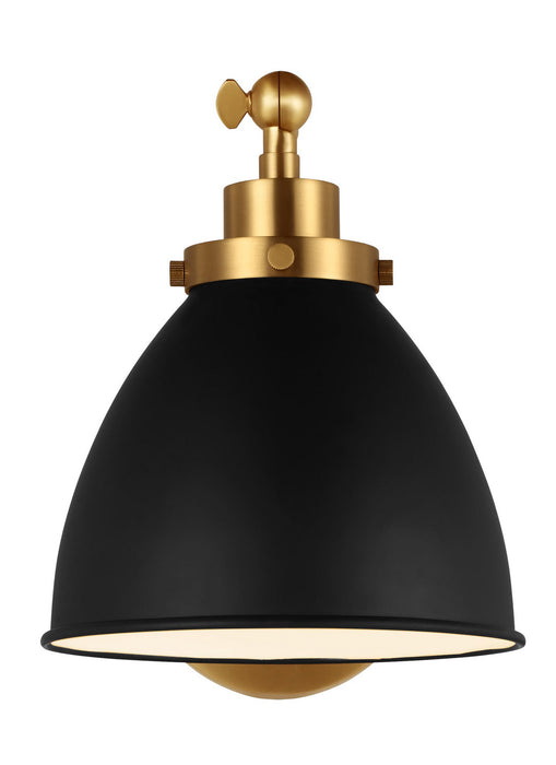 Visual Comfort Studio CW1131MBKBBS One Light Wall Sconce, Midnight Black and Burnished Brass