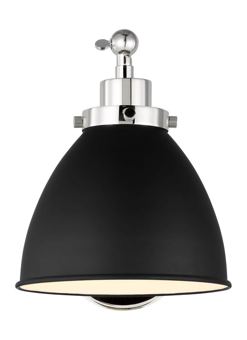 Visual Comfort Studio CW1131MBKPN One Light Wall Sconce, Midnight Black and Polished Nickel