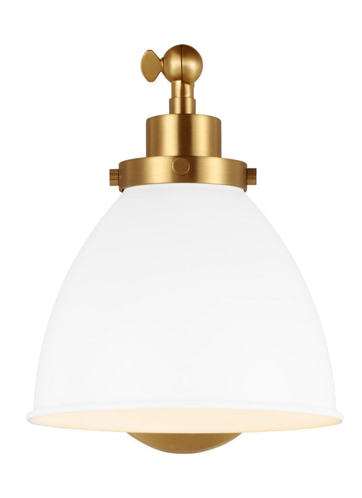 Visual Comfort Studio CW1131MWTBBS One Light Wall Sconce, Matte White and Burnished Brass