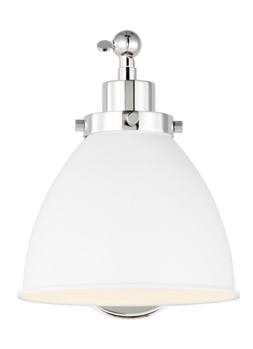 Visual Comfort Studio CW1131MWTPN One Light Wall Sconce, Matte White and Polished Nickel