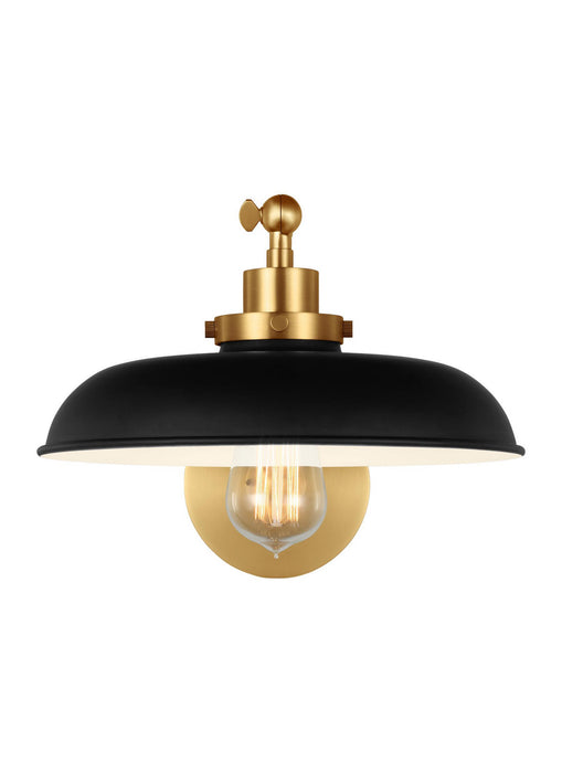 Visual Comfort Studio CW1141MBKBBS One Light Wall Sconce, Midnight Black and Burnished Brass