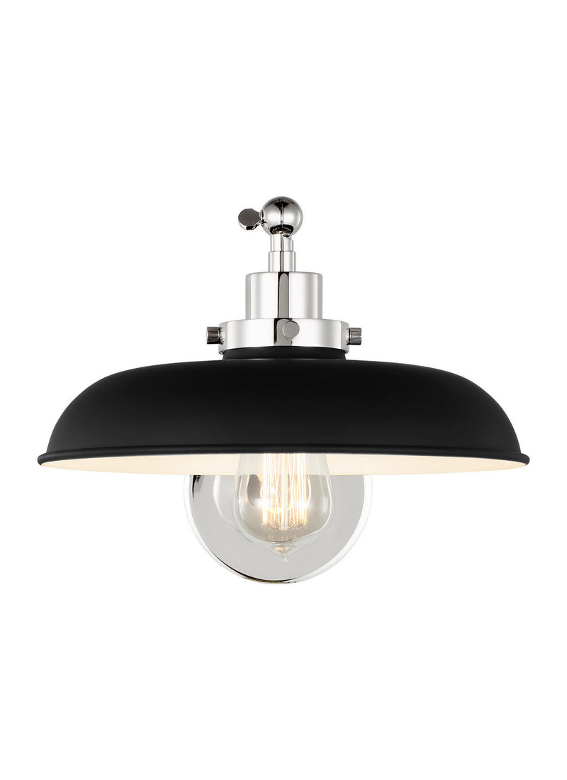 Visual Comfort Studio CW1141MBKPN One Light Wall Sconce, Midnight Black and Polished Nickel